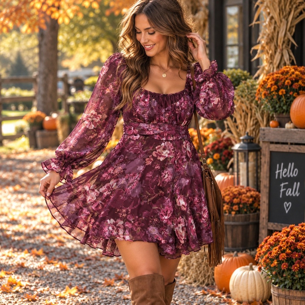 Allison + Kelly Burgundy Floral Burnout Chiffon Mini Dress Small  NWT